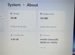 HP 14-dq3210nr 14” Laptop Intel Celeron N4500 4GB RAM 64GB Windows 11